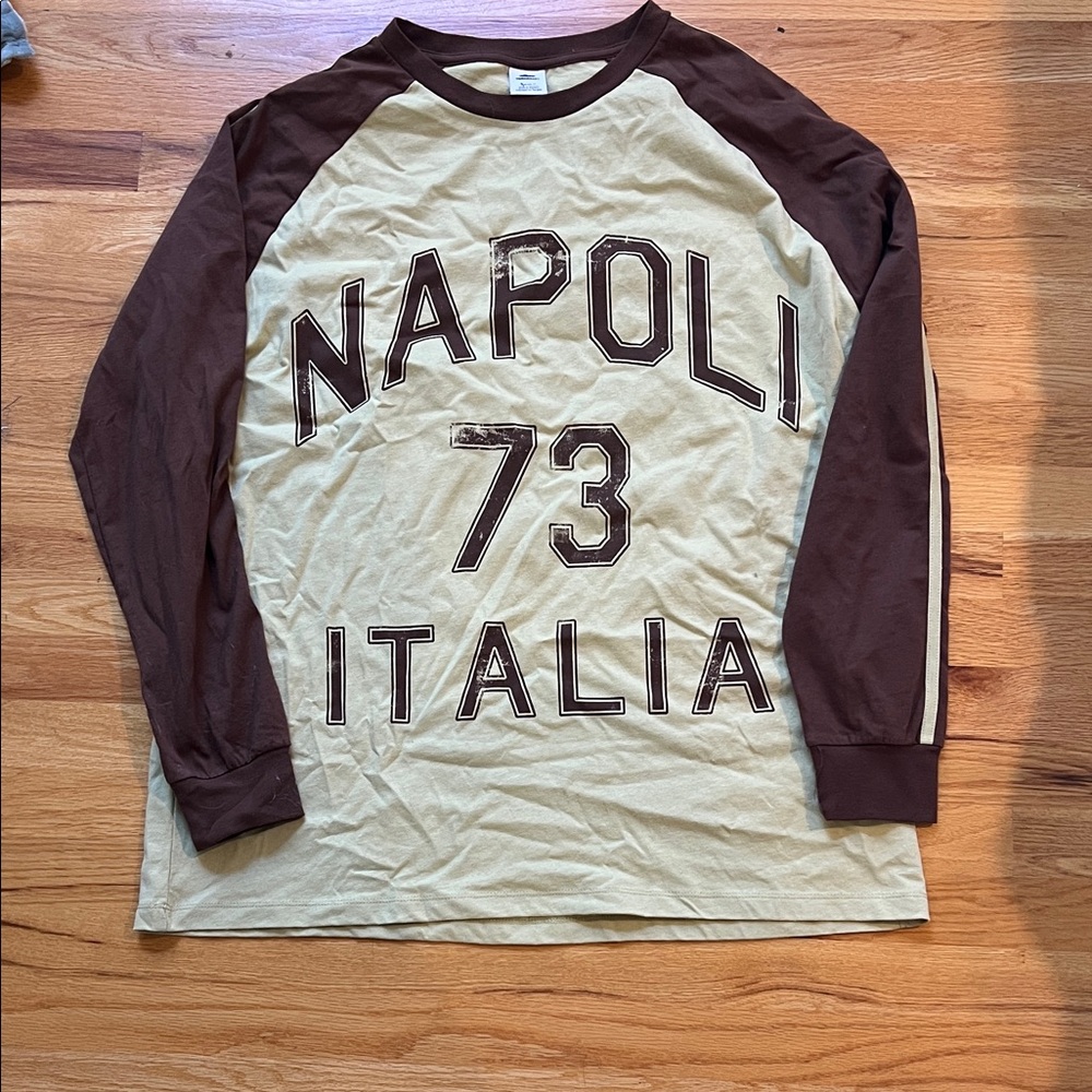 Brown and Cream Napoli Italia Long Sleeve Shirt